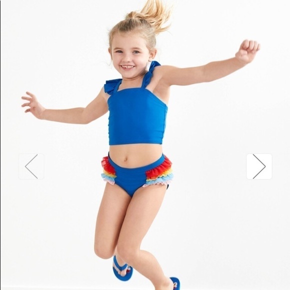 Hanna Andersson NWT Sunblock Tulle Swim Set 18-24 Months (80) Rainbow Ruffle - Picture 1 of 7